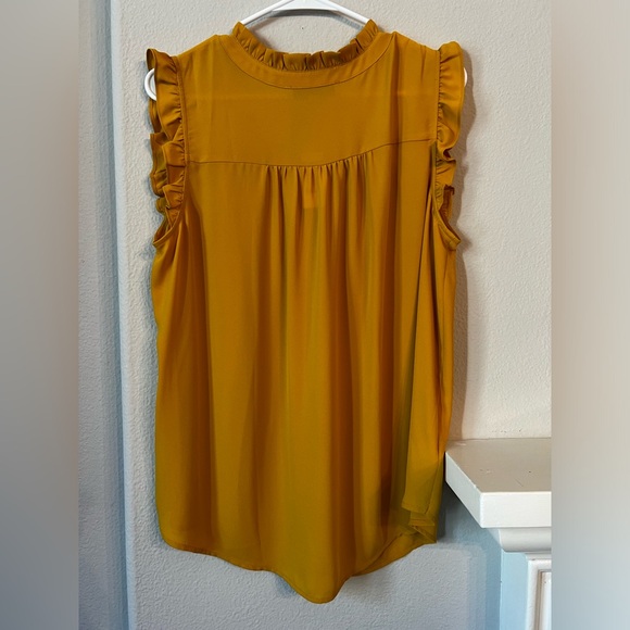 LOFT Golden Ruffle Button-Down Blouse - Picture 2 of 3